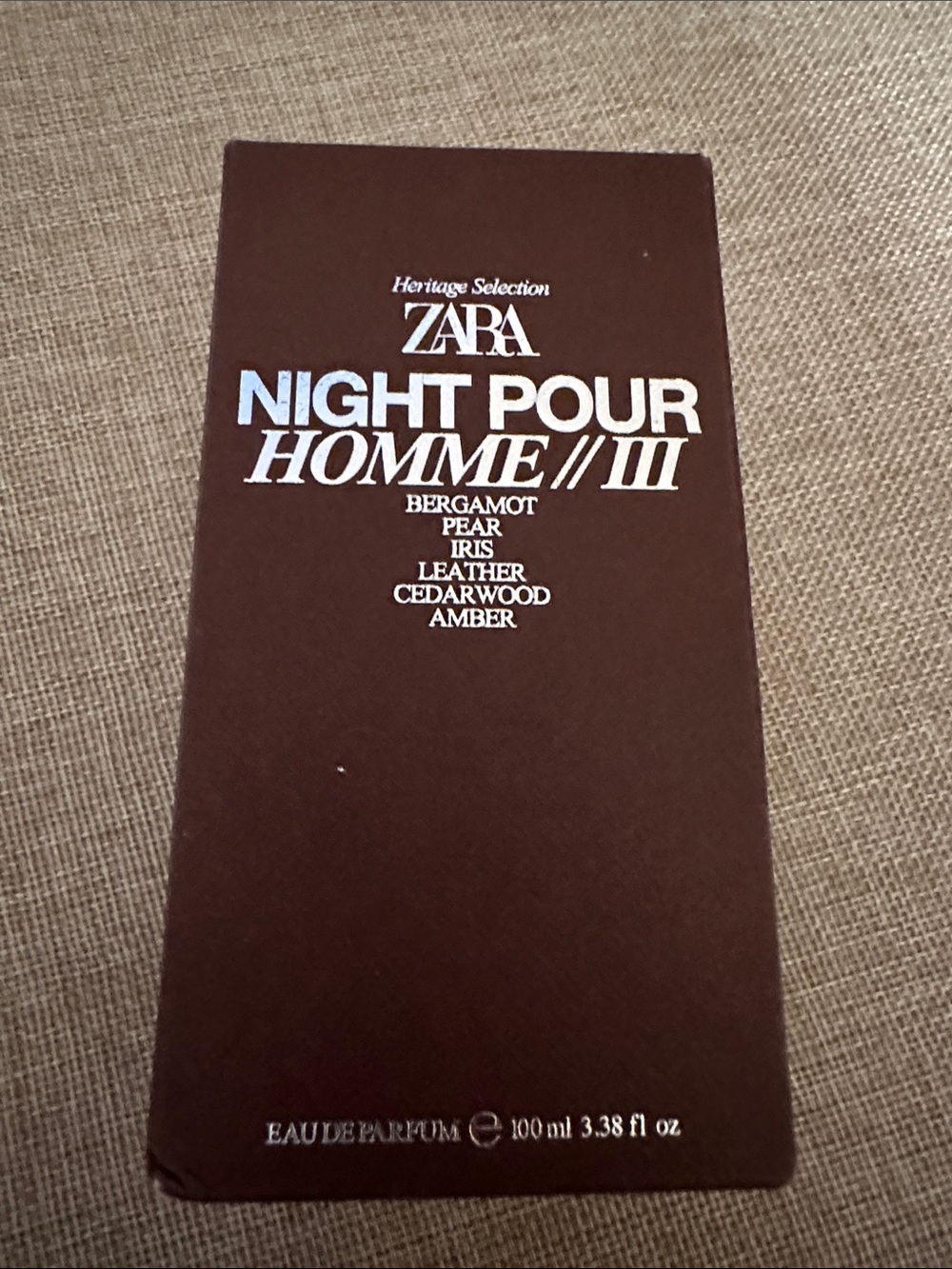 ZARA Night Pour Homme III - Brown & White Packaging